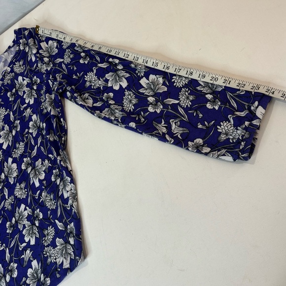 Liz Claiborne Women's Wildflower Long Voluminous Split Sleeve Top Blouse Size L - Picture 7 of 8